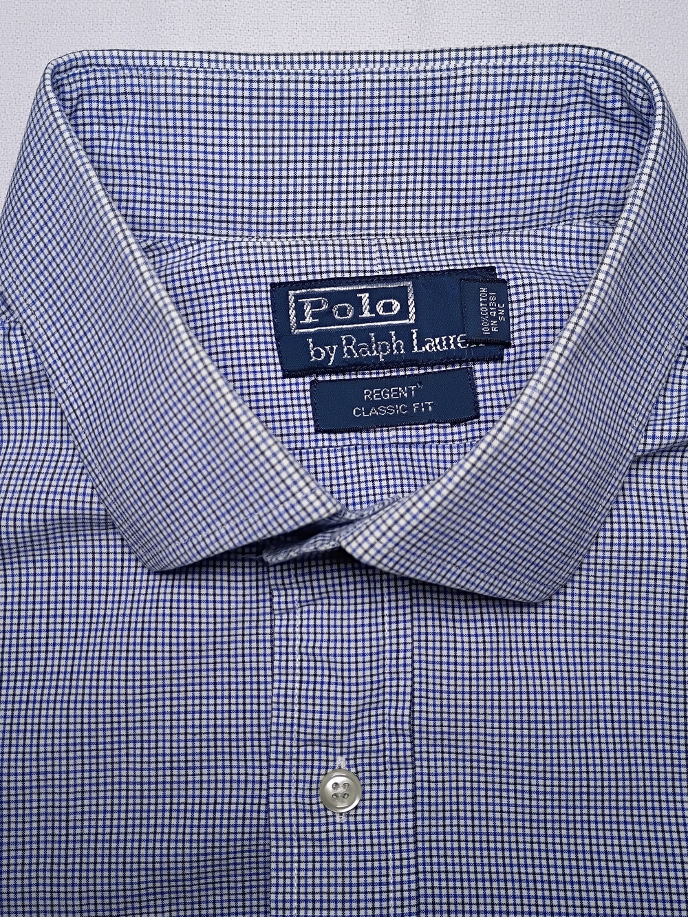 Polo Ralph Lauren Mens Regent Classic Fit Dress Shirt XL 16.5-34/35 Blue Check
